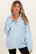 Light Blue Snap Collar Oversized Maternity Sweatshirt