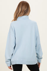Light Blue Snap Collar Oversized Maternity Sweatshirt