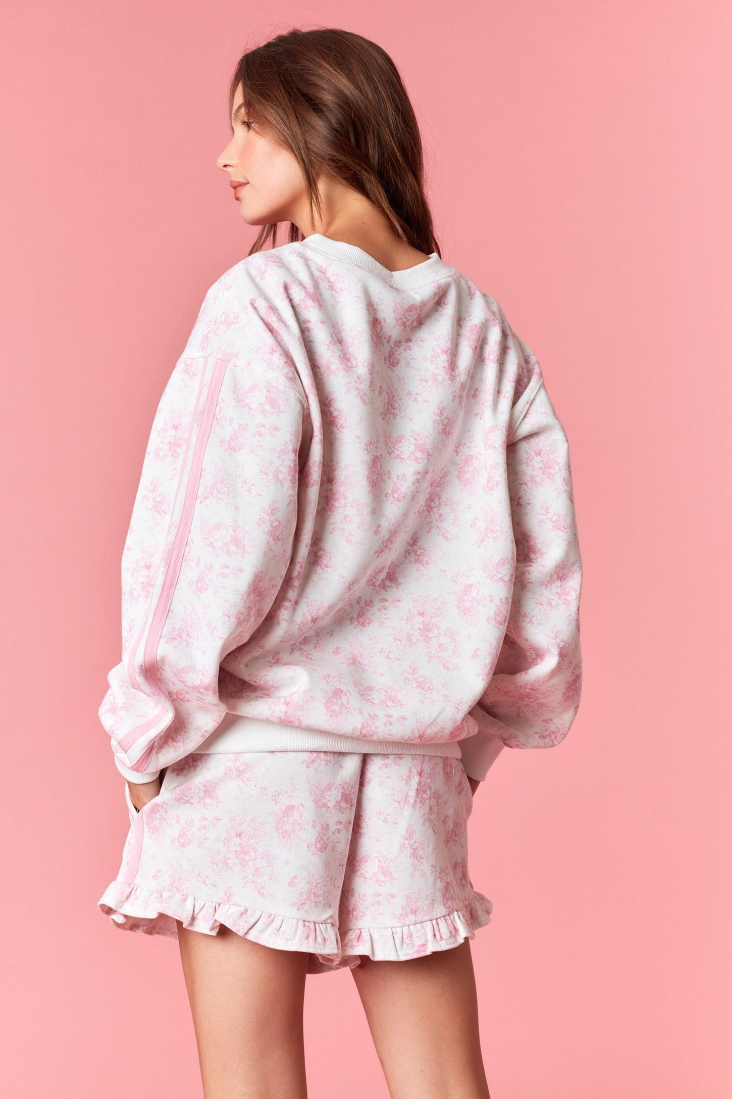 Light Pink Floral French Terry Sweatshirt