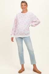 Light Pink Floral French Terry Maternity Sweatshirt
