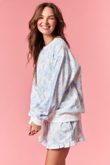 Light Blue Floral French Terry Sweatshirt