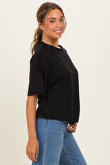Black Raw Cut Edge Boxy Tee
