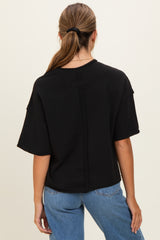 Black Raw Cut Edge Boxy Tee