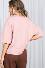 Blush Raw Cut Edge Boxy Tee