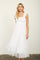 White Smocked Polka Dot Tulle Midi Dress