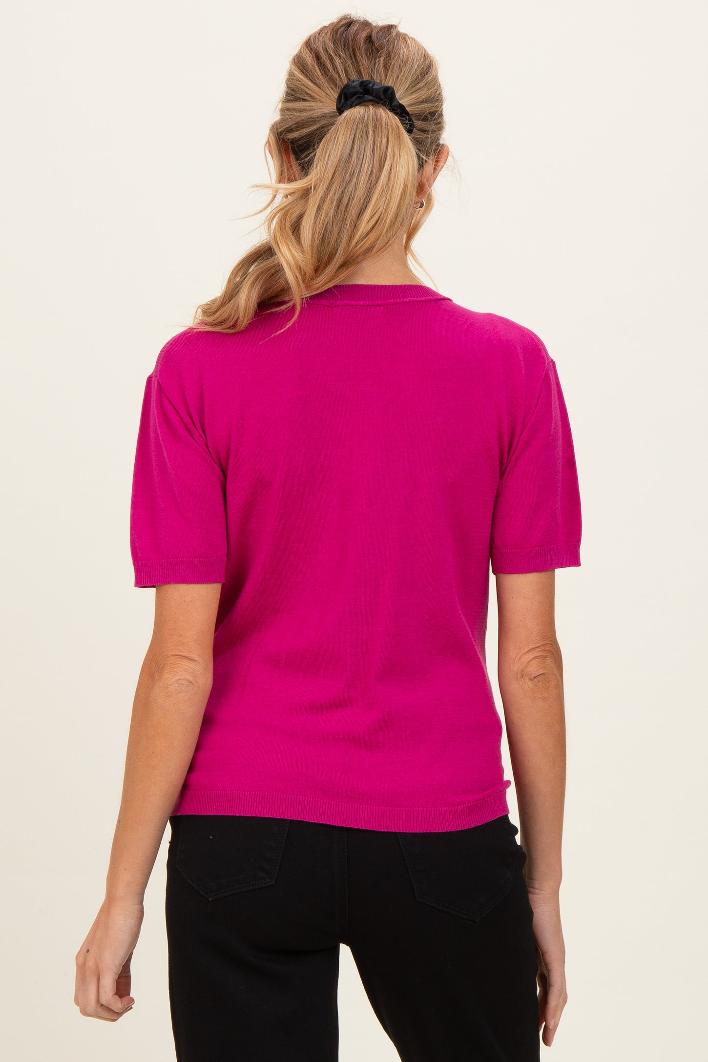 Magenta Short Sleeve Basic Knit Maternity Top