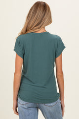 Forest Green V-Neck Pointelle Knit Maternity Top