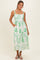 Green Printed Scallop Detail Sleeveless Midi Dress