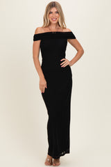 Black Off Shoulder Mesh Maxi Dress