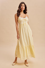 Lemon Lace Accent Maxi Dress