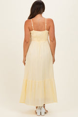 Lemon Lace Accent Maternity Maxi Dress