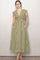 Olive Gingham Twist Front Midi Dress