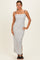 Off White Textured Stripe Beaded Strap Maxi Dress
