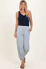 Blue Striped Patch Pocket Pants