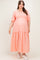 Light Pink Floral Smocked Puff Sleeve Plus Maternity Maxi Dress