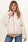 Ivory Floral Trim Fleece Snap Button Maternity Jacket