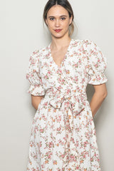 Ivory Rose Floral Wrap Dress