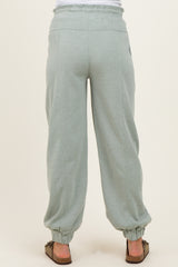 Sage Ruffle Waist Burnout Maternity Jogger Pants