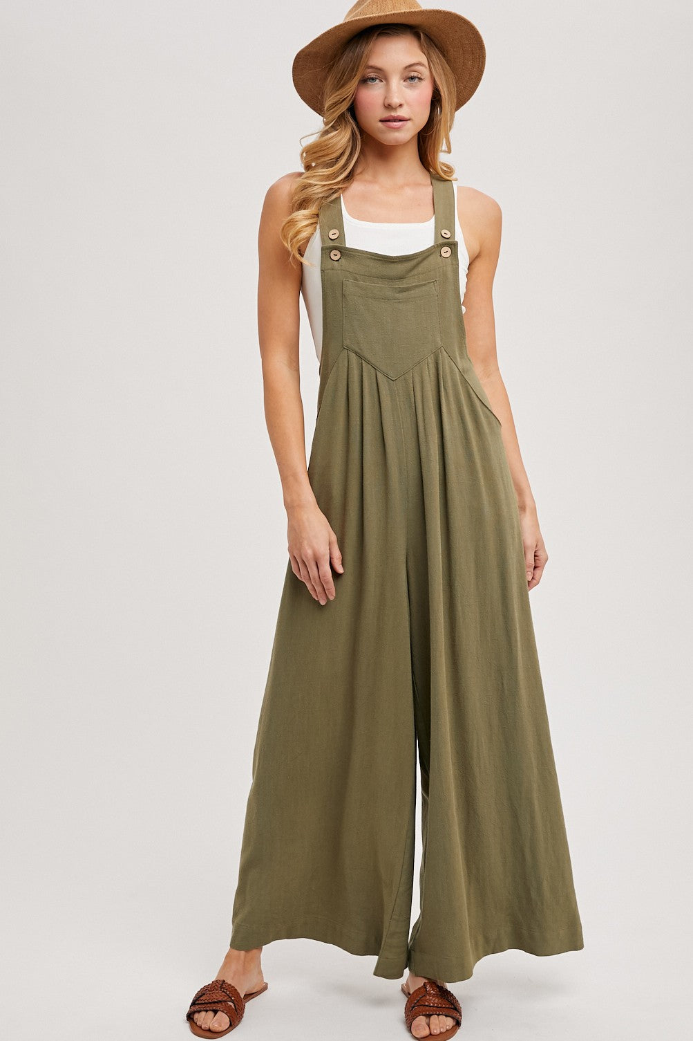 Olive Super Wide Leg Overall Maternity Jumpsuit