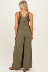 Olive Super Wide Leg Overall Maternity Jumpsuit