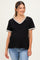 Black Waffle Knit Crochet Trim Maternity Top