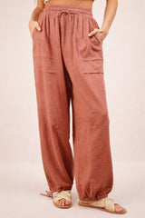 Blush Gauze Cinched Hem Maternity Pants