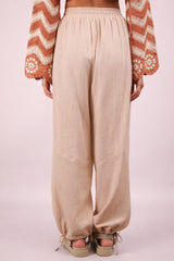 Natural Gauze Cinched Hem Pants