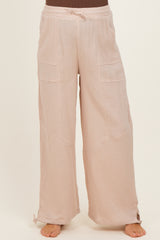 Natural Gauze Cinched Hem Maternity Pants
