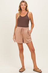 Light Taupe Drawstring Relaxed Fit Maternity Shorts