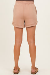 Light Taupe Drawstring Relaxed Fit Maternity Shorts