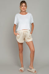 Cream Drawstring Relaxed Fit Maternity Shorts