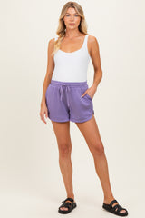 Dusty Purple Drawstring Relaxed Fit Maternity Shorts
