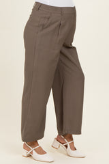 Mocha Elastic Waistband Maternity Trousers