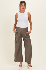 Mocha Elastic Waistband Maternity Trousers