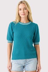 Light Teal Waffle Knit Maternity Sweater Top