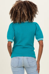 Light Teal Waffle Knit Maternity Sweater Top