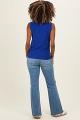 Royal Blue Sleeveless Knit Maternity Top