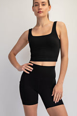 Black Pocket 6" Maternity Biker Shorts