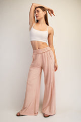 Dusty Pink Mineral Wash Wide Leg Maternity Pants