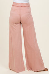 Dusty Pink Mineral Wash Wide Leg Maternity Pants