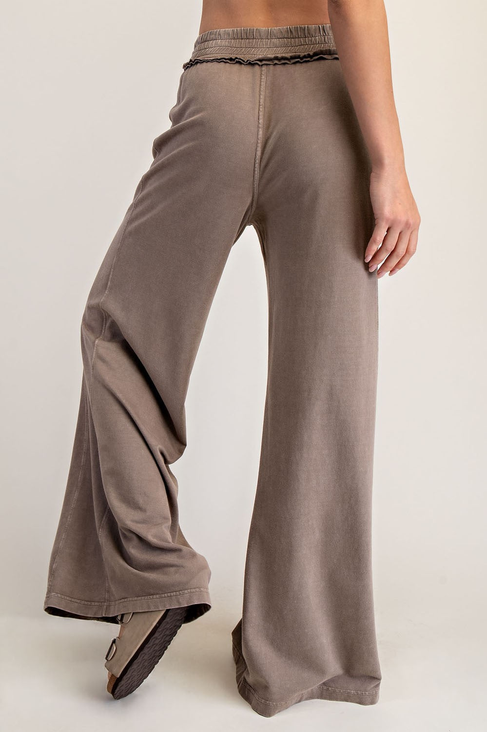 Coffee Mineral Wash Wide Leg Pants