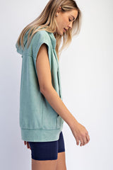 Sage Mineral Wash Sleeveless Hoodie