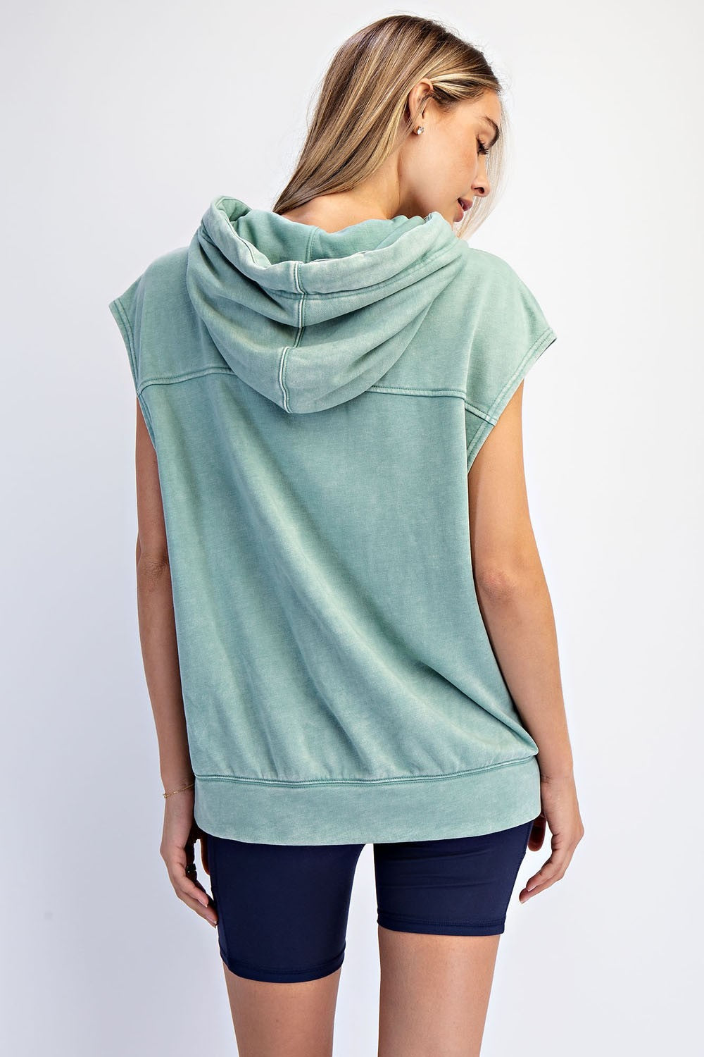Sage Mineral Wash Sleeveless Hoodie
