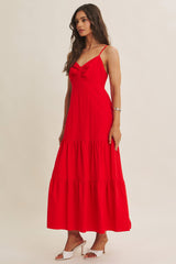 Tomato Red Tiered Maxi Dress