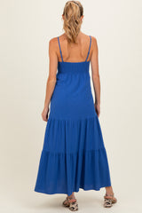 Royal Blue Tiered Maternity Maxi Dress