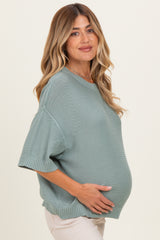 Jade Oversize Cut Sweater Maternity Top With Raw Edge