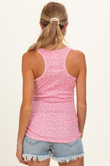 Pink Floral Pointelle Knit Maternity Tank Top