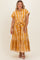 Mustard Damask Print Maternity Plus Midi Shirt Dress