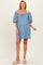 Light Blue Chambray Jacquard Puff Sleeve Maternity Mini Dress