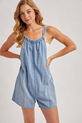Light Blue Denim Shortall Romper